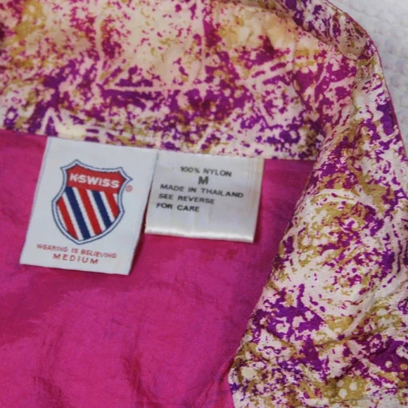 Vintage K-Swiss Windbreaker Purple Gold pink Size M - Picture 6 of 7